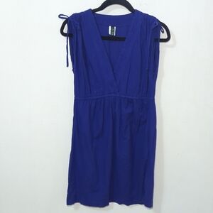 Lauren Ralph Lauren Gauze Swim Coverup Dress Blue V-Neck Cotton Women's Size S
